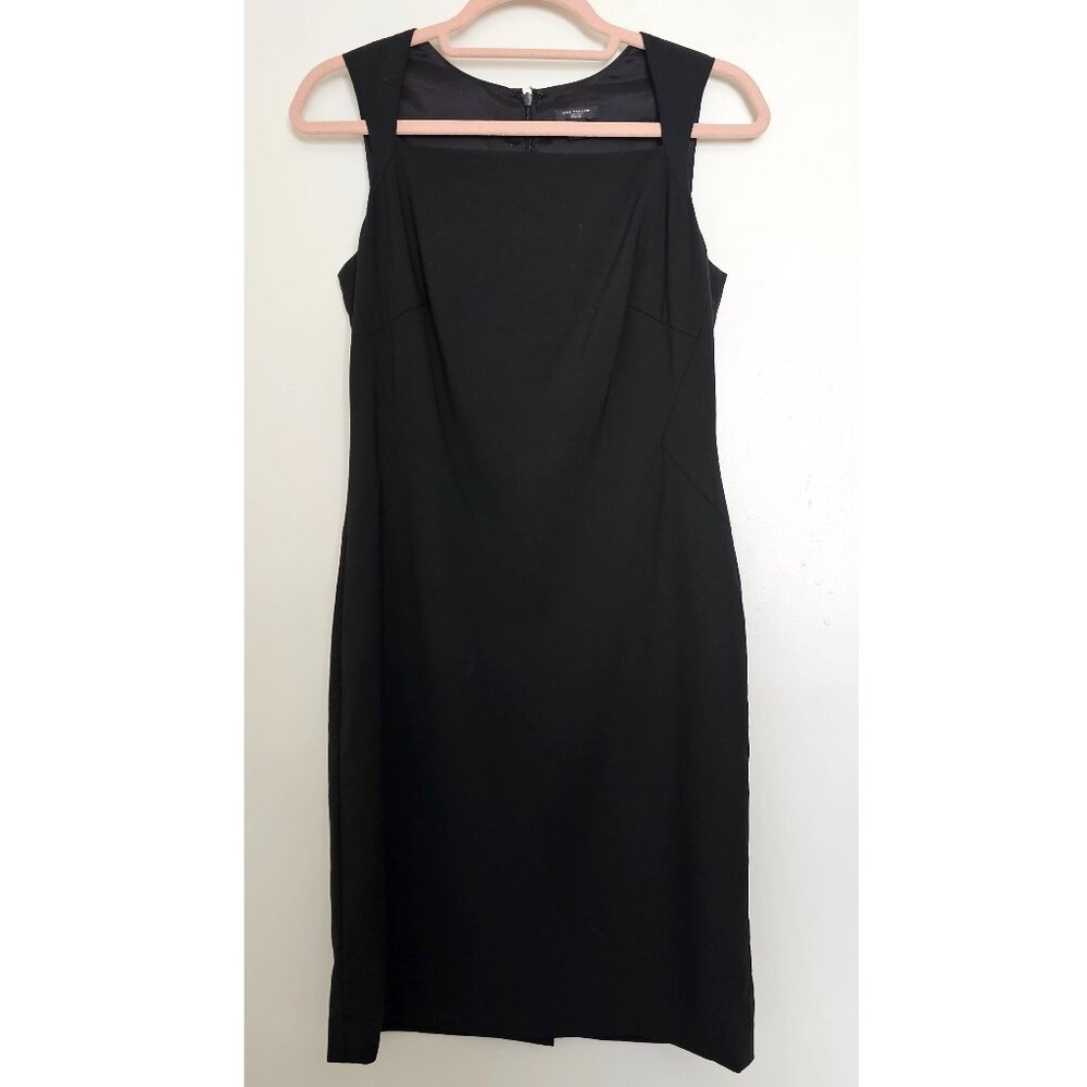Ann Taylor Virgin Wool Blend Sleeveless Sheath Midi Dress 2P Black
